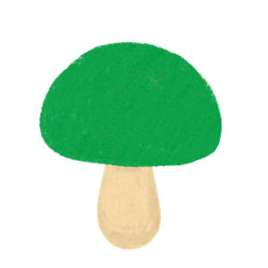 緑キノコのイラスト　クレヨン風　ⒸAtelier Funipo